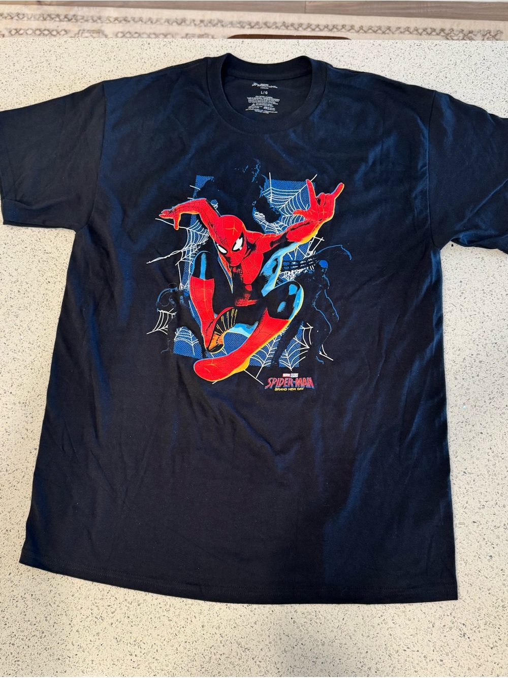 Marvel Black Spider-Man Graphic Tee with Red and Blue Print